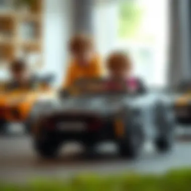 Children playing with electric toy cars