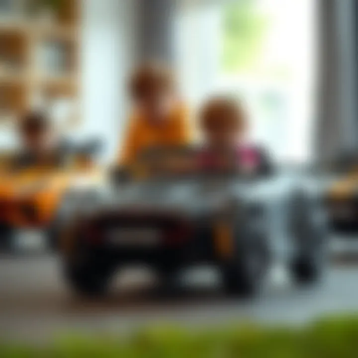 Children playing with electric toy cars