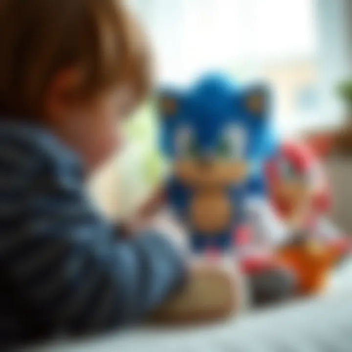 Children playing and interacting with Sonic plush toys, enhancing their creativity