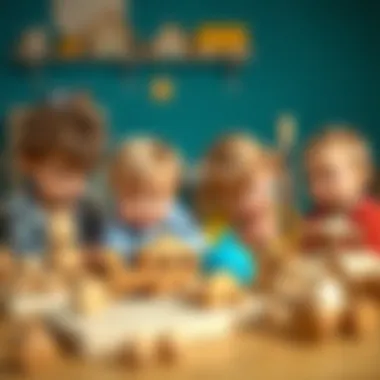 Children's Interaction with Wooden Toys Children engaging with wooden toys