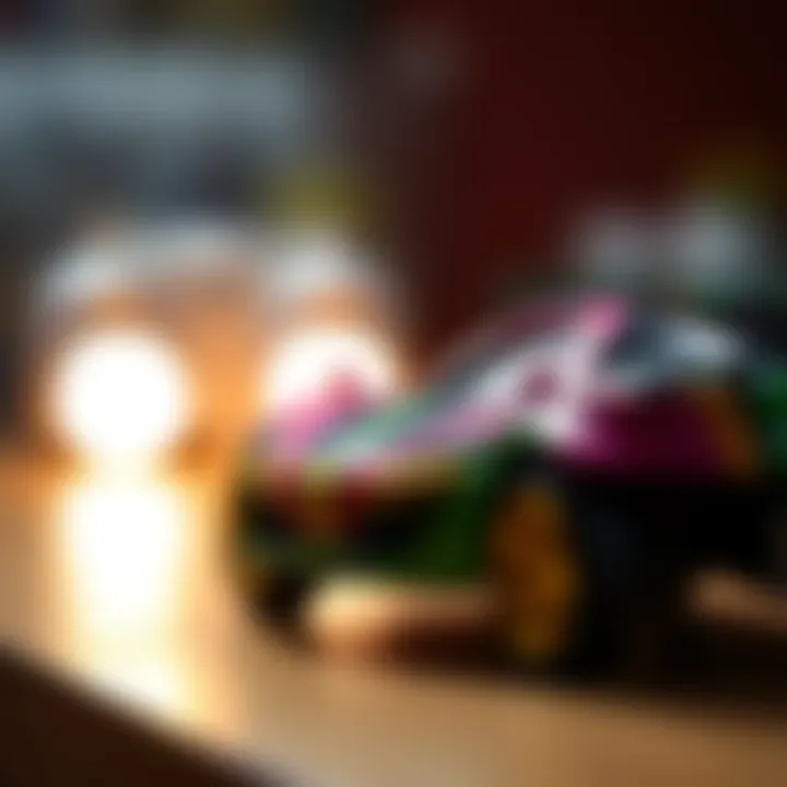 Close-up of a colorful remote-controlled car