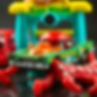 Close-up of the Hot Wheels octopus car wash features