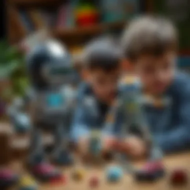 Children playing with imaginative toy robots, enhancing their creativity