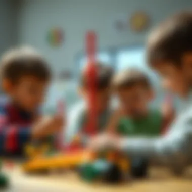 Collaborative Play with Construction Rods Children engaging in collaborative play with construction rods