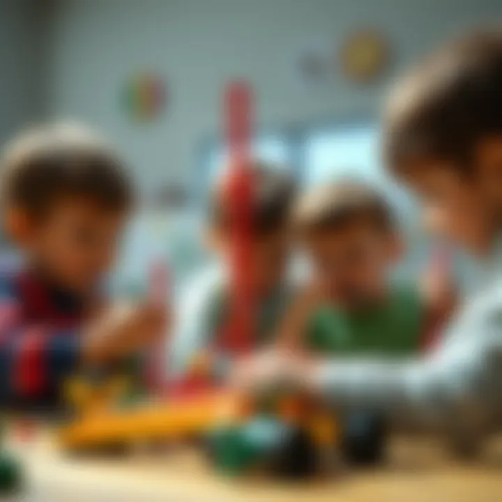 Collaborative Play with Construction Rods Children engaging in collaborative play with construction rods