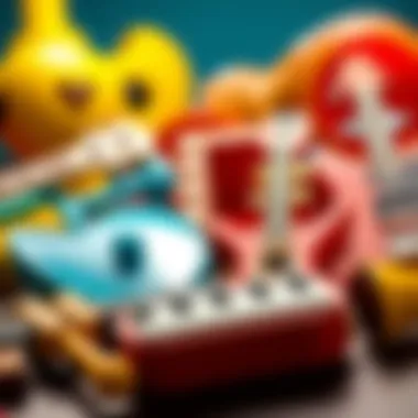 A colorful array of children's musical instruments