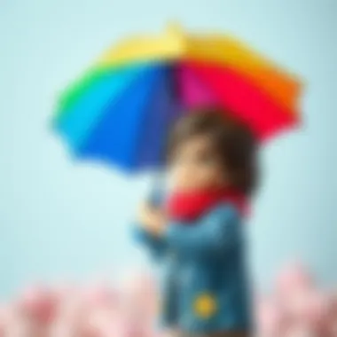 Child Embracing Imagination with Umbrella Vibrant umbrella held by a child symbolizing imagination