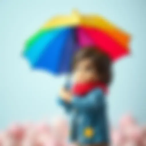 Child Embracing Imagination with Umbrella Vibrant umbrella held by a child symbolizing imagination