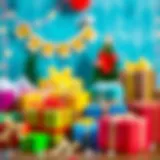 Colorful gift boxes arranged for a birthday celebration
