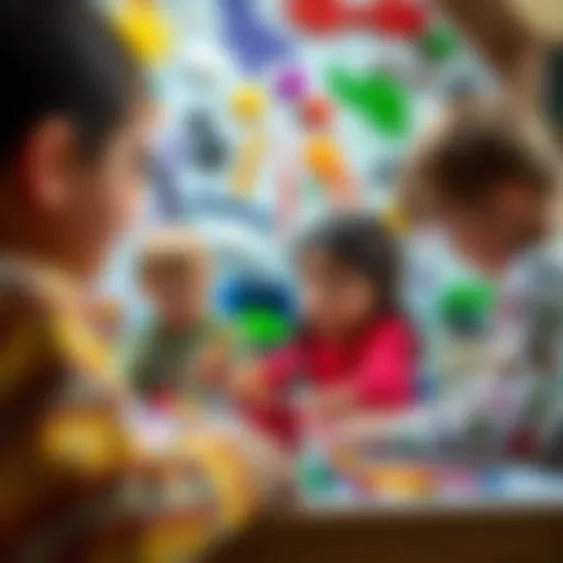 Engaging in Creativity through Toy Painting Colorful toy painting scene with kids engaged