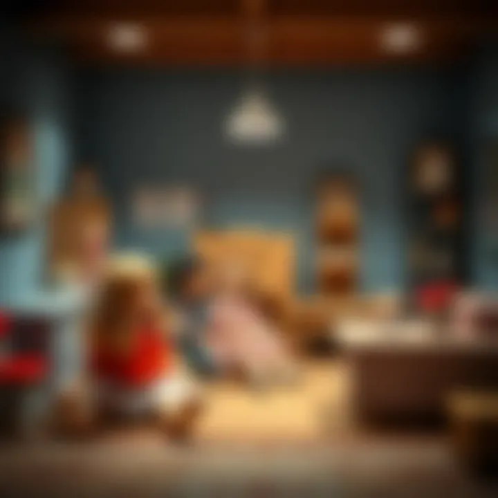 Safe Play Environment A safe and playful environment where children interact with girl dolls, emphasizing safety and enjoyment.