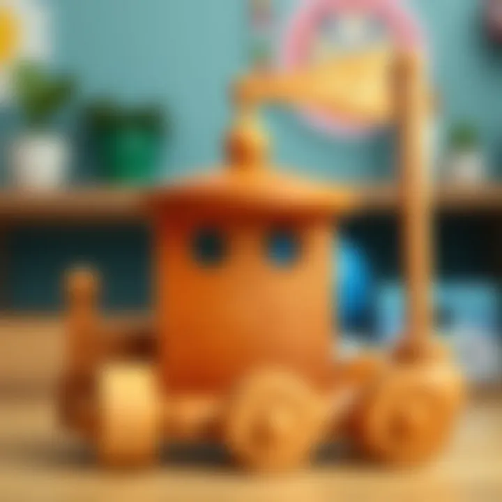 A close-up of a beautifully crafted wooden toy that emphasizes quality and safety standards.