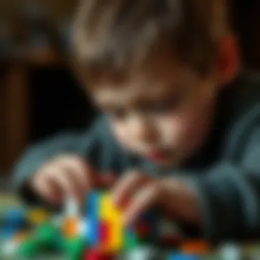 An engaging child deeply focused on solving a cube puzzle