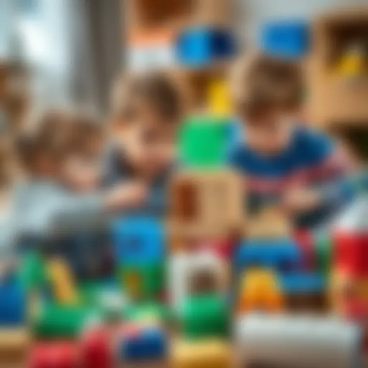 Children engaged in interactive play with blocks