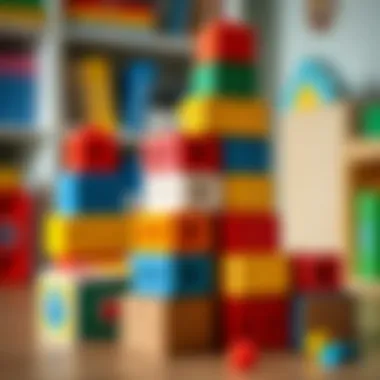 Colorful building blocks stacked creatively