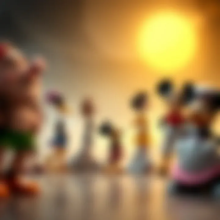 Evolution of Disney Characters An illustration showing the evolution of Disney characters over the years