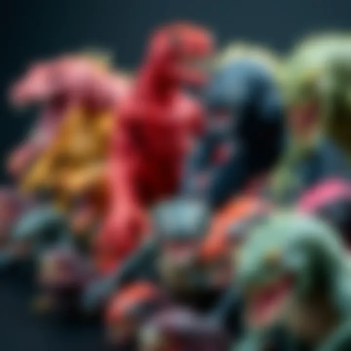Diverse Models of Monster Toys An assortment of different monster toy models