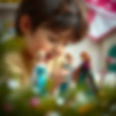 Child engaging with frozen dolls in imaginative play