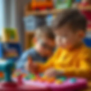 A child engaged in a colorful educational game