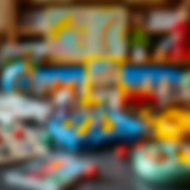 A variety of educational games laid out on a table