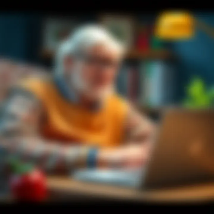 Elderly exploring educational content online