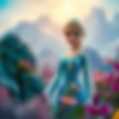A captivating illustration of Elsa from Frozen in a magical landscape.
