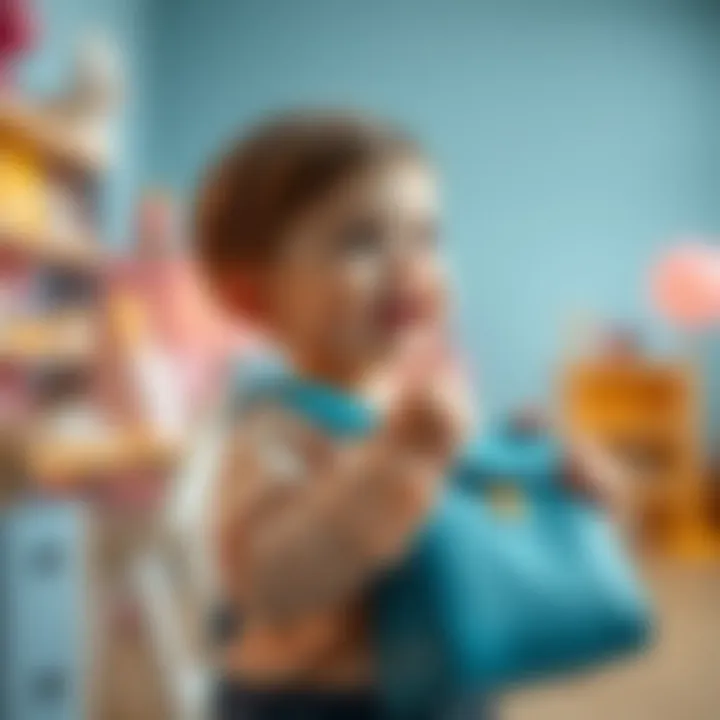 Child Enjoying the Elsa Shoulder Bag A child enthusiastically using the Elsa shoulder bag in a playful setting