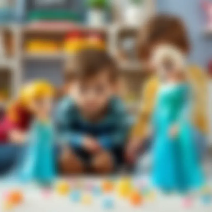 Imaginative Play with Elsa Figures Children engaging in imaginative play with Elsa figures