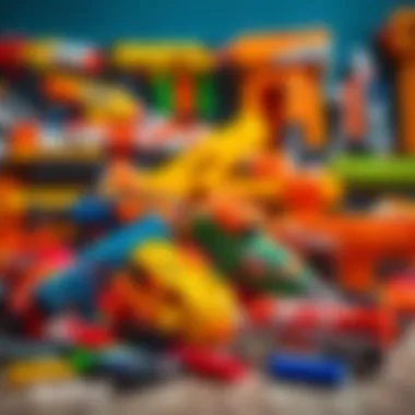 Diverse Nerf Toy Collection A colorful array of Nerf toys showcasing their variety