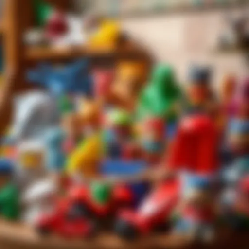 A vibrant collection of various toys displayed elegantly