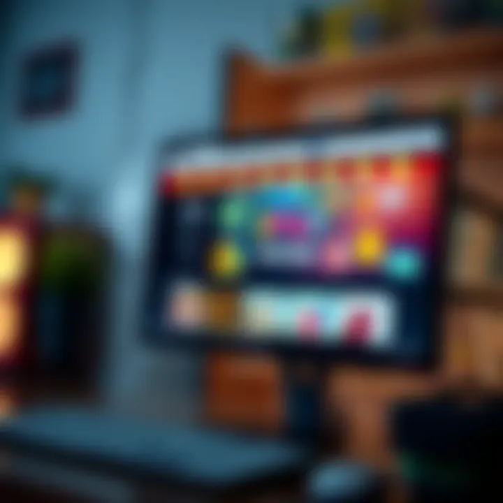 A computer screen showcasing a colorful shopping website