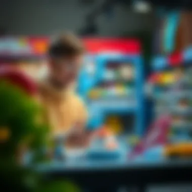 A parent engaging with a child while shopping online