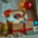 A thoughtful gift box filled with various items for a birthday celebration.