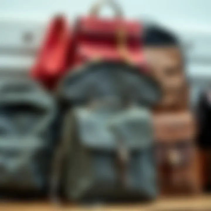 Collection of different old-school bags from various decades