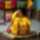 Vintage school bag design showcasing bright colors and unique patterns