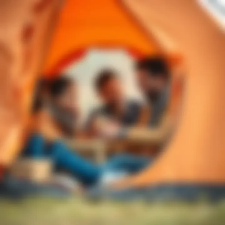 A family enjoying their time inside an automatic tent, illustrating comfort and fun.