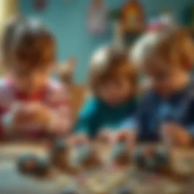 Children engaged in imaginative play with toy mice.