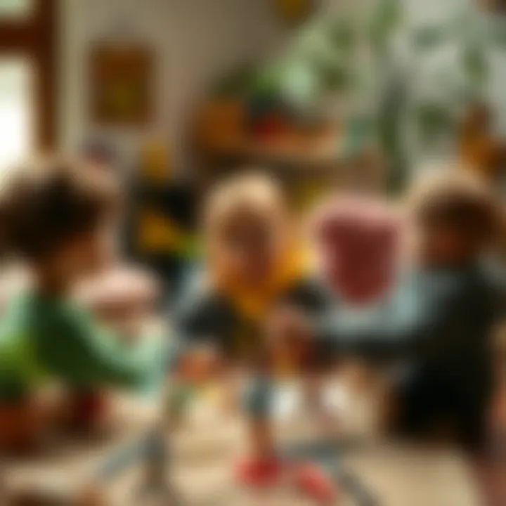 A serene setting where children are engaged in figure painting