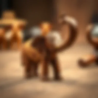 Artistic wooden elephant figurine representing creative design