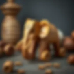 A beautifully crafted wooden elephant toy showcasing traditional craftsmanship