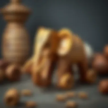 A beautifully crafted wooden elephant toy showcasing traditional craftsmanship