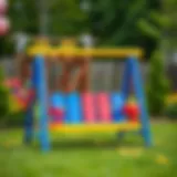 Colorful outdoor swing set in a garden