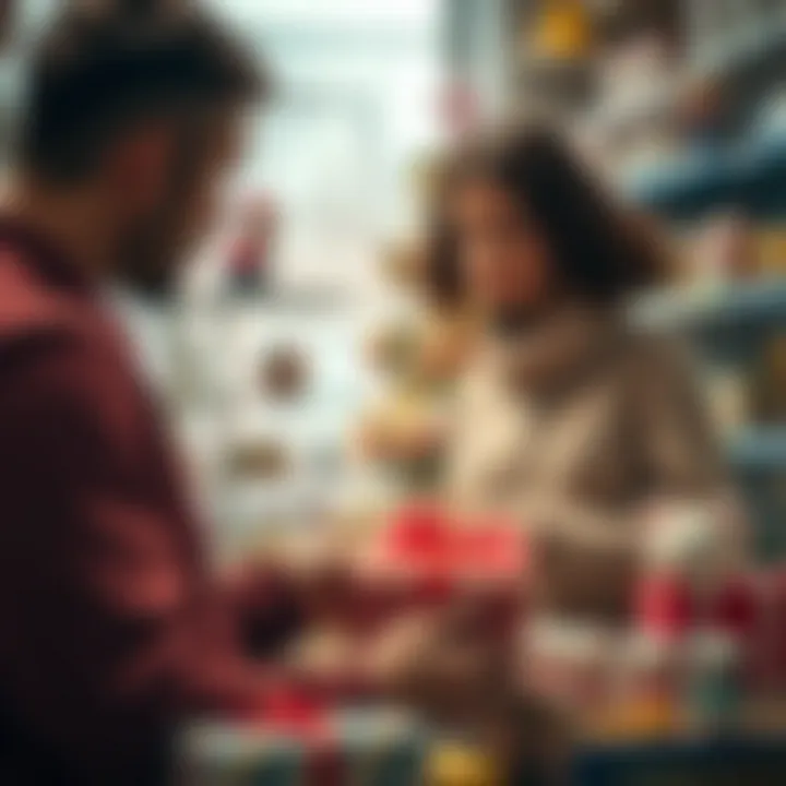 Thoughtful Parent Choosing a Gift Parent selecting a toy for their child