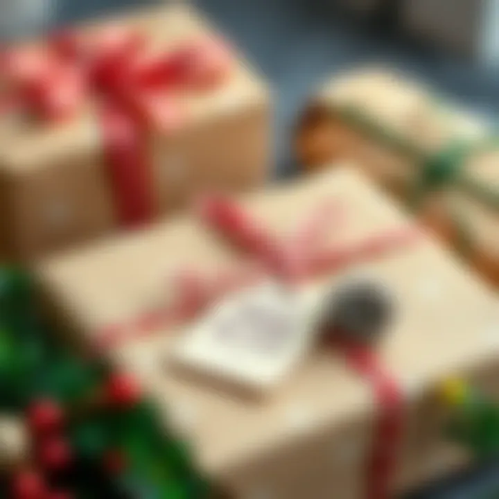 Gift-wrapping materials with ribbons and tags