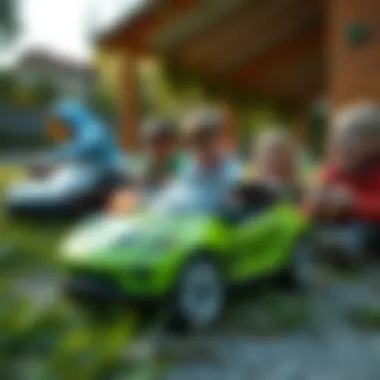 Group of children enjoying remote-controlled cars