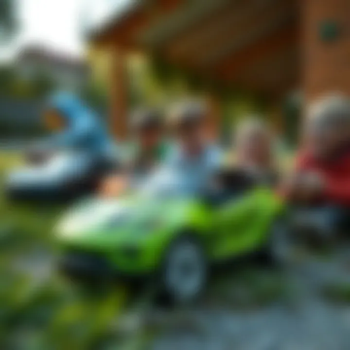 Group of children enjoying remote-controlled cars