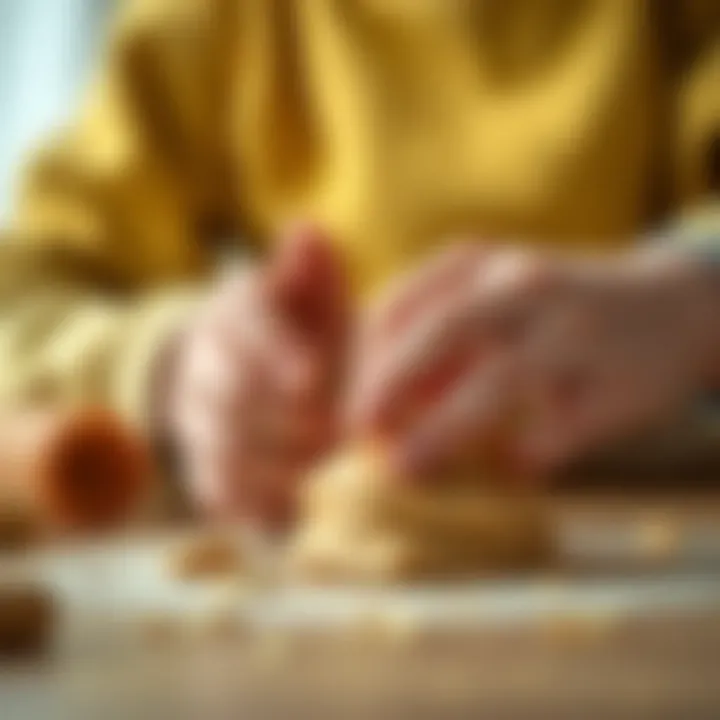 Close-up of hands molding playdough