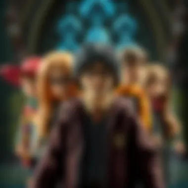 A detailed illustration of the main characters from the Chamber of Secrets, highlighting their unique traits.