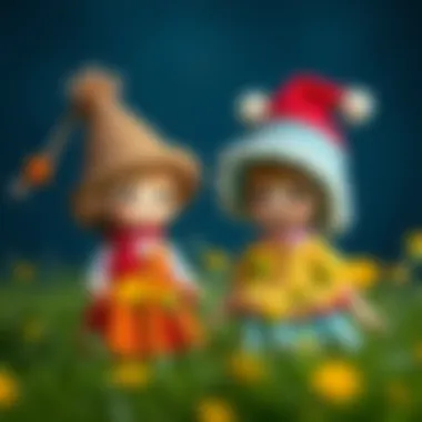 A whimsical collection of hat-wearing dolls showcasing various designs