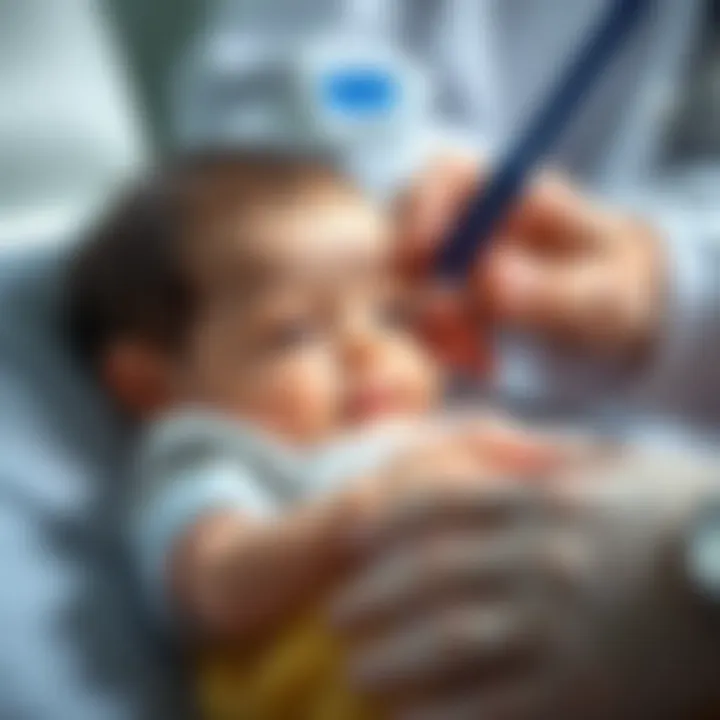 A healthy newborn boy during a check-up